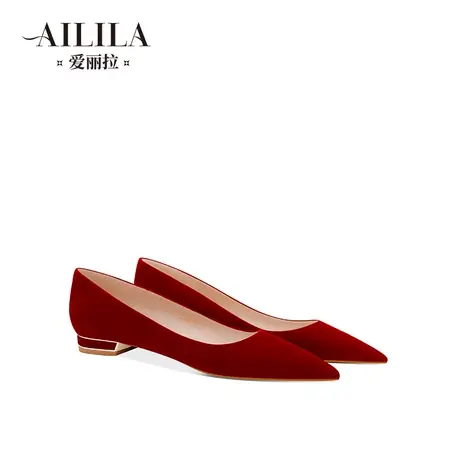 爱丽拉红色平底婚鞋女2025新款春季中式秀禾新娘鞋不累脚孕妇可穿图片