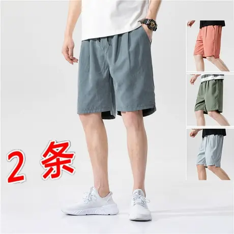 短裤男士夏季休闲五分裤宽松外穿冰丝七分中裤子运动沙滩大裤衩潮商品大图
