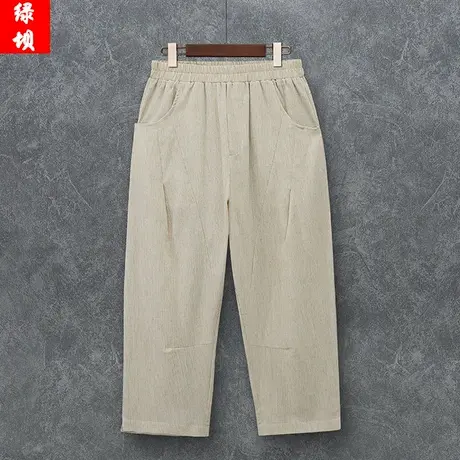 九分裤男士休闲裤青年直筒宽松男装复古男薄款汉服中国风大码裤子图片