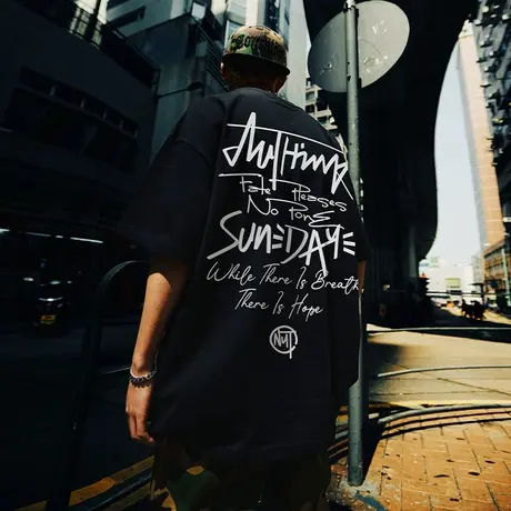 Nuthink欧美潮牌t恤男潮中性风宽松oversize短袖潮流夏季半截袖商品大图