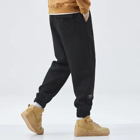 男士黑色华夫格裤子男休闲裤男款运动裤2024年新款束脚裤卫裤春季商品大图