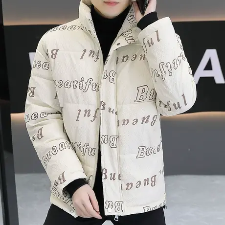 美式潮牌立领棉服男士冬季加厚保暖棉袄子高级感字母印花棉衣外套商品大图
