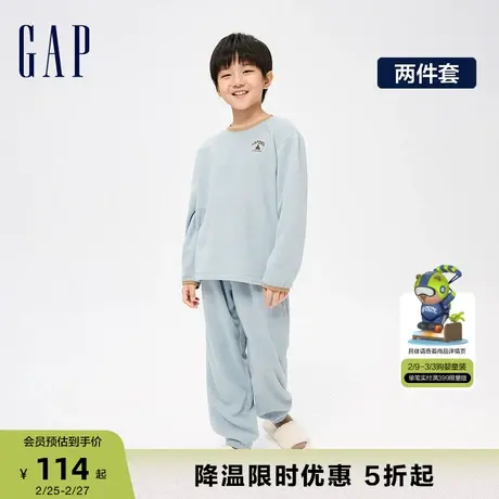Gap男女童冬季LOGO摇粒绒睡衣睡裤两件套儿童装休闲家居服889903商品大图