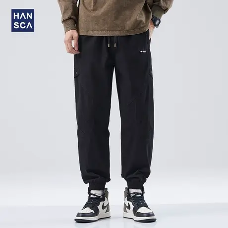hansca束脚工装裤男士秋季军绿色宽松日系潮牌百搭纯棉长休闲裤子商品大图