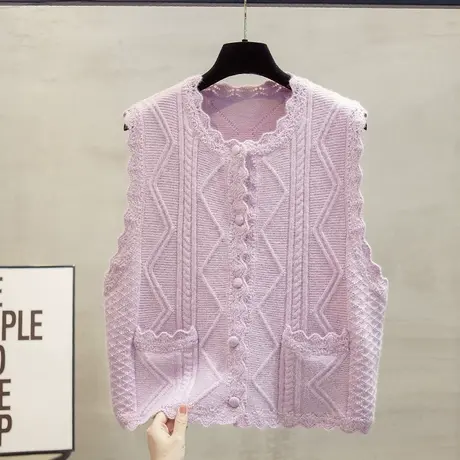 圆领针织开衫马甲背心女2023秋装新款宽松外穿马夹外搭毛衣坎肩潮商品大图