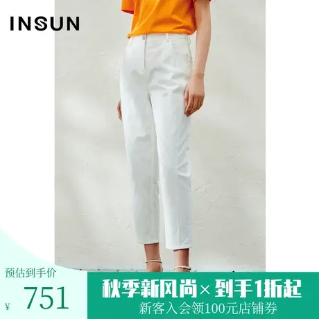 恩裳2023夏装新款柔软挺括酵素洗全棉人字纹仿牛仔直筒裤图片