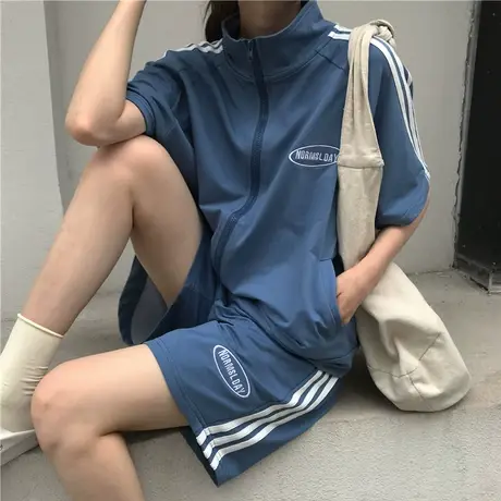 网红炸街运动服套装跑步女夏季宽松韩版时尚洋气小个子休闲两件套商品大图