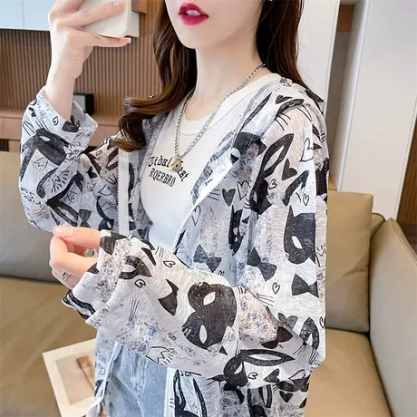 户外透气防晒衣女夏季韩版宽松大码薄款冰丝防晒服开衫外套空调衫商品大图