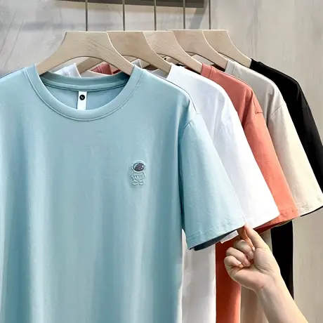 宇航员印花t恤男潮牌ins日系简约宽松潮流夏季装男士短袖2023新款商品大图