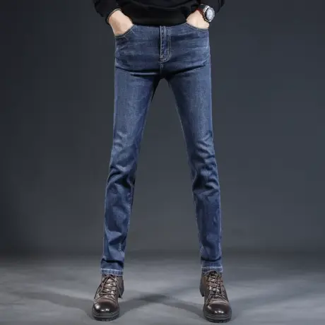 秋季牛仔裤男2023新款高级修身直筒男士蓝色弹力潮流春秋款裤子男商品大图