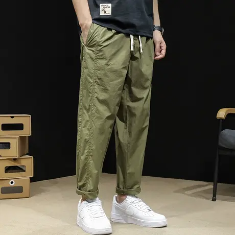 轻薄九分裤男夏季宽松直筒大码2023新款军绿休闲裤子男士空调男裤图片