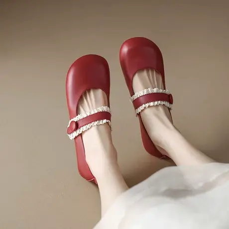 法式气质圆头浅口单鞋女2023夏季新款配裙子软底舒适轻便玛丽珍鞋商品大图