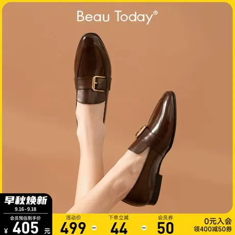 BeauToday春秋透气新款乐福鞋女鞋软底平底单鞋英伦风粗跟小皮鞋商品大图