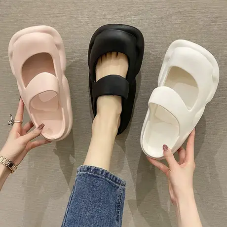 包头半拖鞋女ins潮外穿夏季时尚简约玛丽珍鞋厚底防滑沙滩凉拖鞋商品大图