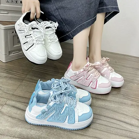网红小白鞋女ing潮鞋子百搭休闲板鞋女鞋2024新款春秋厚底运动鞋商品大图