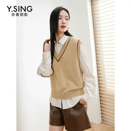 [直播]学院风针织马甲背心女衣香丽影时尚流行v领无袖上衣图片