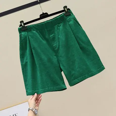 五分裤女夏薄款短裤2023新款高腰宽松直筒显瘦弹力棉休闲阔腿裤子商品大图