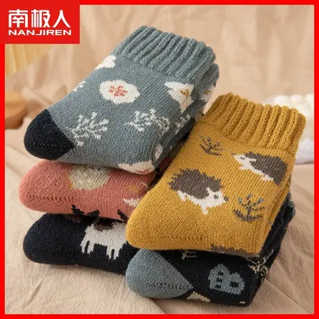 毛圈袜子女秋冬保暖冬季加绒女士中筒袜加厚卡通可爱ins潮长袜MT商品大图