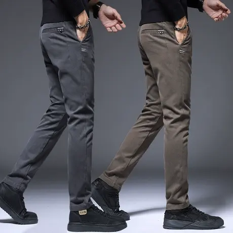 春秋款男士修身小脚直筒休闲裤子秋季弹力正装西裤2023年新款男装商品大图