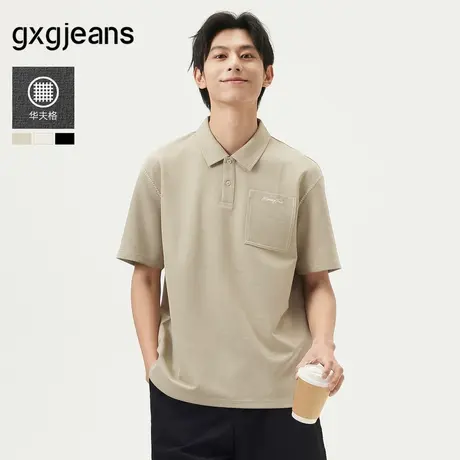 gxg.jeans男装 多色华夫格明线商务翻领短袖t恤polo衫 25年夏新品图片