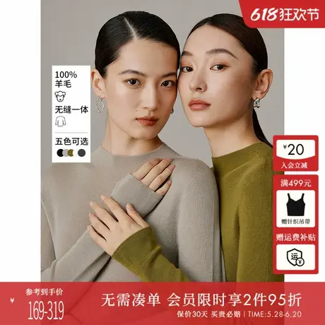 【德国进口抗起球扬子纱】100%美丽诺羊毛针织衫女24秋冬打底上衣商品大图