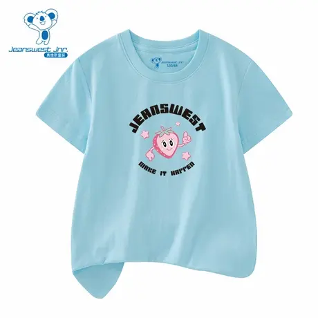 XD真维斯女童装2025夏季新款可爱风卡通草莓纯棉圆领女童短袖T恤图片