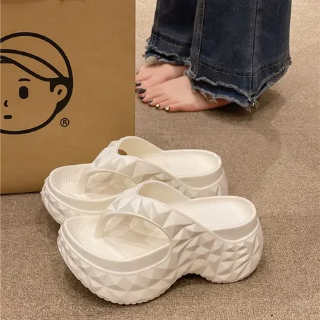 厚底增高人字拖女夏季时尚休闲外穿踩屎感沙滩夹脚防滑榴莲凉拖鞋商品大图