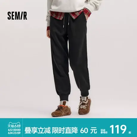 [商场同款]森马休闲裤女抓绒束脚长裤纯色2024冬新款发热抗菌卫裤商品大图