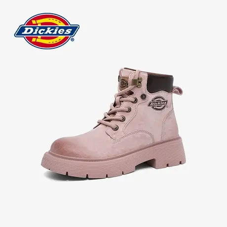 Dickies马丁靴女2024冬季新款复古甜酷英伦短靴粉色户外登山鞋女图片