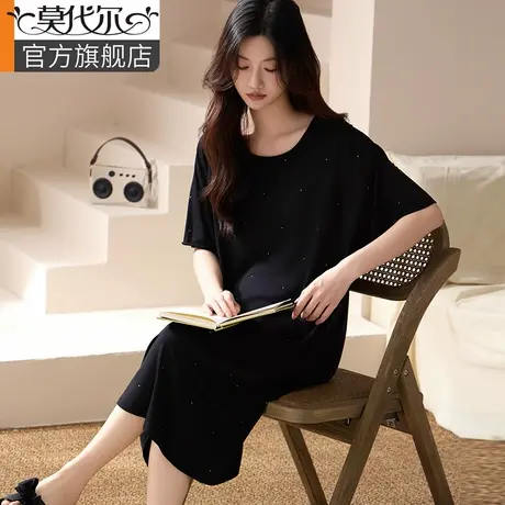 睡裙女夏季薄款莫代尔冰丝睡衣女款高级感连衣裙凉爽家居服夏天图片