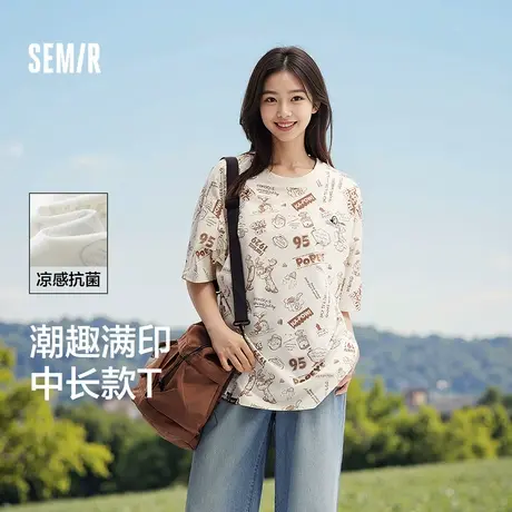 凉感T|商场同款森马大力水手联名短袖T恤女2024新款oversize夏装商品大图