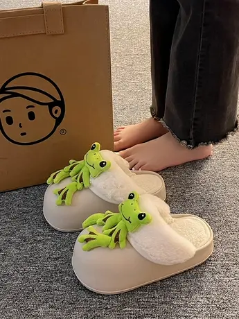 棉拖鞋女士外穿2023秋冬新款可爱毛毛拖鞋设计感小众包头棉拖家居商品大图