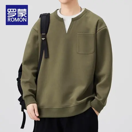 罗蒙男士卫衣2025年春秋季新款时尚休闲宽松大码百搭上衣服打底衫图片