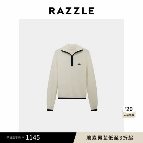 RAZZLE 地素男装白色毛衣秋季慵懒感套头毛衣商品大图