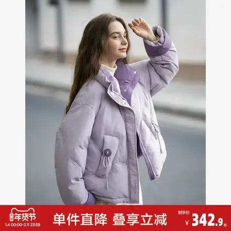 唐狮秋冬款羽绒服女款短款女立领撞色短款羽绒服高级感减龄冬日商品大图