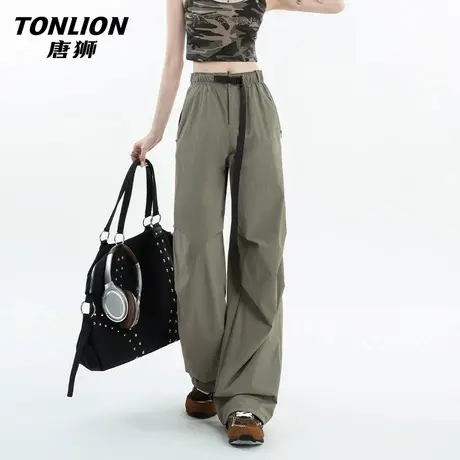 唐狮官方军绿色工装裤女款2026新款夏季薄款女士运动伞兵阔腿裤VB图片