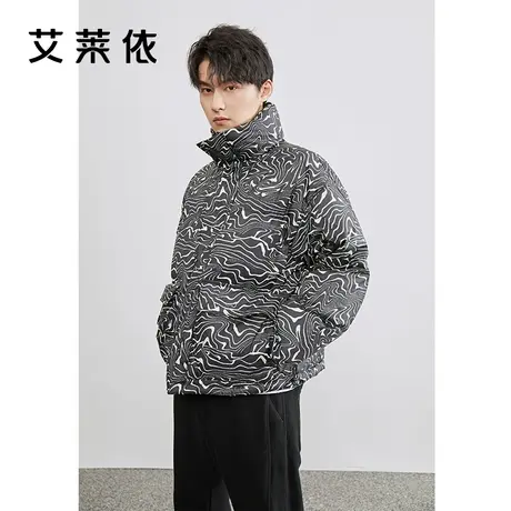 艾莱依冬季新品羽绒服男黑色大牌立领鸭绒冬季保暖敦煌潮保暖外套图片