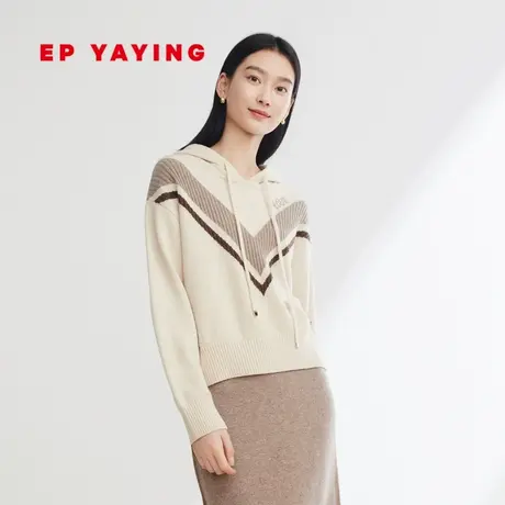 EP YAYING雅莹女装 牦牛绒毛针织衫连帽卫衣 2023秋装新款9525A商品大图