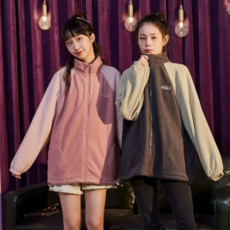唐狮摇粒绒外套女春秋新款韩版宽松夹克运动百搭短款休闲上衣早春商品大图