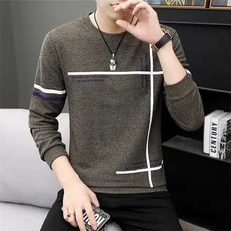 毛衣男潮流休闲男装上衣服个性线衣针织衫舒适长袖T恤男装打底衫图片