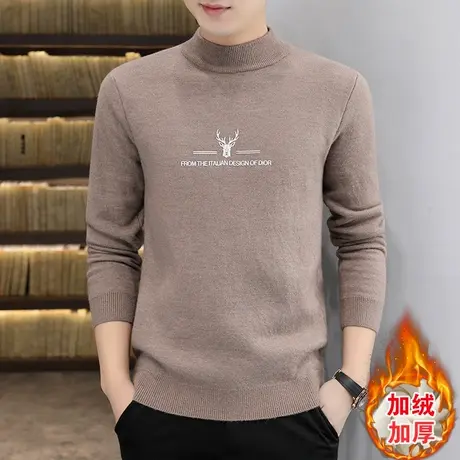 毛衣男2023春秋季男士针织衫韩版潮流修身加绒加厚打底衫春装上衣商品大图