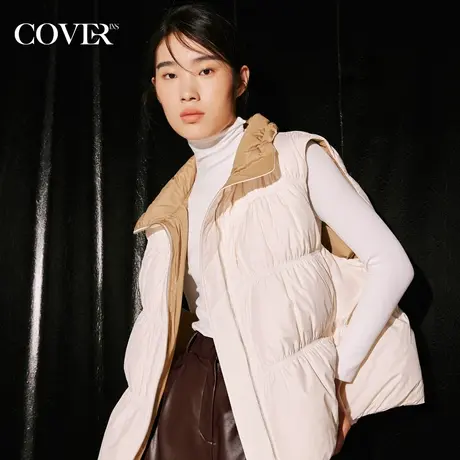 COVER冬季撞色立领羽绒服马甲商品大图