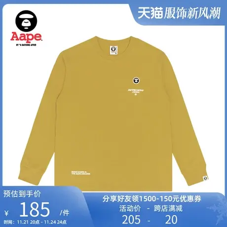 Aape男装秋冬猿颜刺绣小标字母印花简约潮流长袖T恤0811XXH图片
