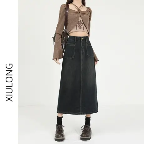 小个子牛仔半身裙女秋冬2023新款裙子a字中长款今年流行爆款半裙图片