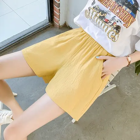 2021新款棉麻五分运动短裤女夏季薄款宽松休闲直筒韩版潮ins中裤图片