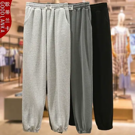 40-50岁妈妈春秋季运动裤子松紧腰弹力休闲长裤加肥加大码卫衣女图片