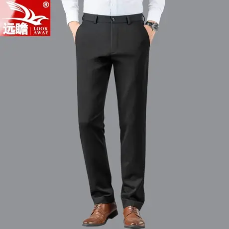 男士休闲裤秋冬新款中年商务西裤百搭男裤直筒修身弹力黑色长裤子商品大图