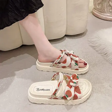 网红爆款配裙子凉鞋女仙女风2024夏季新款两穿罗马厚底拖鞋ins潮商品大图