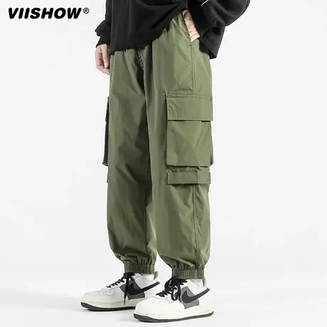VIISHOW学生工装冲锋裤子男士束脚伞兵裤秋冬款潮牌美式休闲长裤商品大图