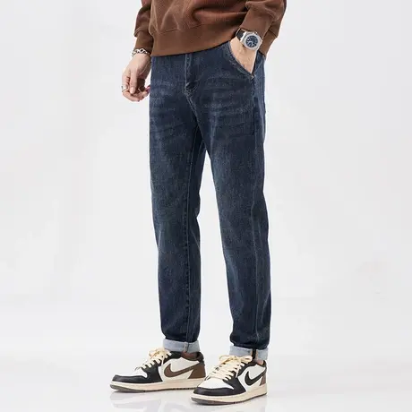 美式高街牛仔裤微哈小脚秋款牛仔裤子男款宽松舒适牛仔裤潮流男装商品大图